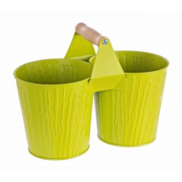 Suport pentru 2 ghivece, din metal, Bark Lime, L26xl13xH19,5 cm