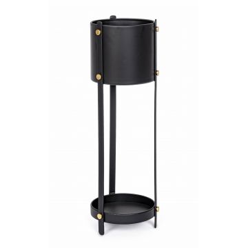 Suport pentru 2 ghivece, din metal, Zeina Negru, Ø20xH66 cm