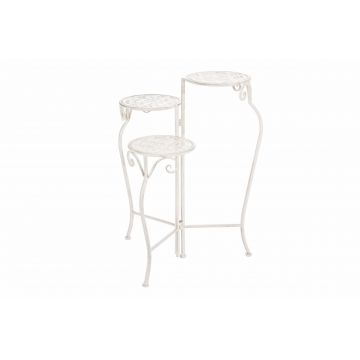 Suport pliabil pentru 3 ghivece, din metal, Emily 3S Alb Antichizat, L22xl22xH65 cm