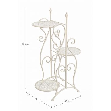 Suport pliabil pentru 3 ghivece, din metal, Giselle 3P Crem, L48xl29xH80 cm