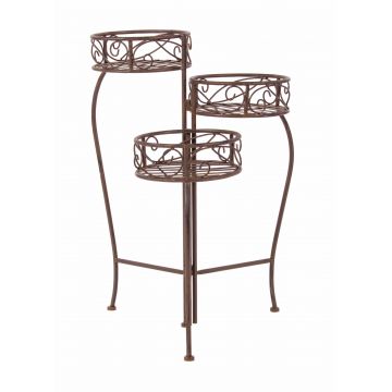 Suport pliabil pentru 3 ghivece, din metal, Melanie Round Maro Antichizat, Ø22xH65 cm