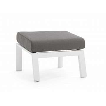 Taburet pentru terasa / gradina, din aluminiu, Kledi Gri / Alb, l60xA59xH43 cm