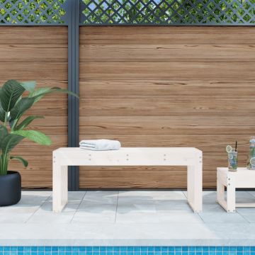 vidaXL Bancă de grădină, alb, 110x38x45 cm, lemn masiv de pin