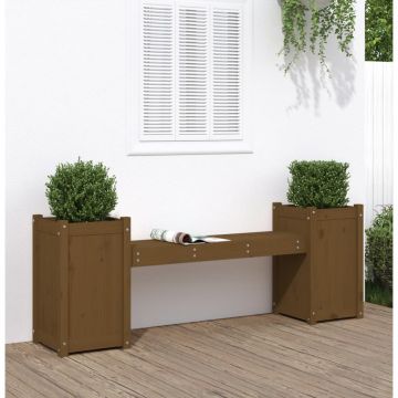vidaXL Banchetă cu jardiniere, maro miere, 180x36x63cm, lemn masiv pin