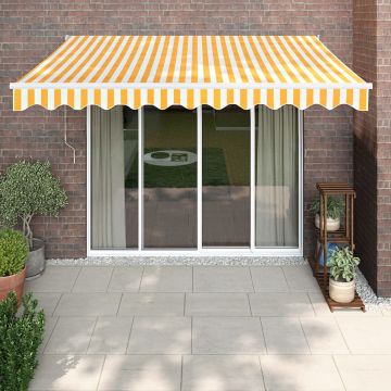 vidaXL Copertină retractabilă automată, galben și alb, 3x2,5 m