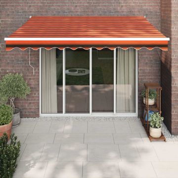 vidaXL Copertină retractabilă automată, portocaliu și maro, 3,5x2,5 m