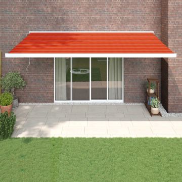 vidaXL Copertină retractabilă portocaliu/maro 5x3 m, textil/aluminiu