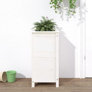 vidaXL Jardinieră de grădină, alb, 40x40x78 cm, lemn masiv de pin