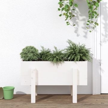 vidaXL Jardinieră de grădină, alb, 62x30x38 cm, lemn masiv de pin