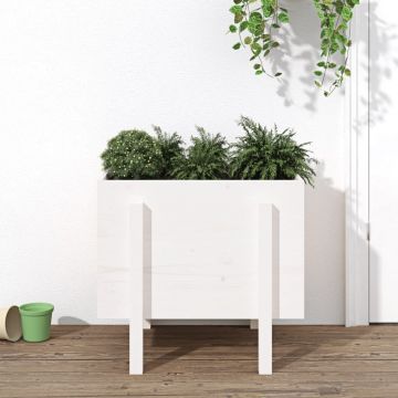 vidaXL Jardinieră de grădină, alb, 62x50x57 cm, lemn masiv de pin