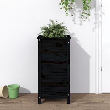 vidaXL Jardinieră de grădină, negru, 40x40x78 cm, lemn masiv de pin