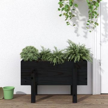 vidaXL Jardinieră de grădină, negru, 62x30x38 cm, lemn masiv pin