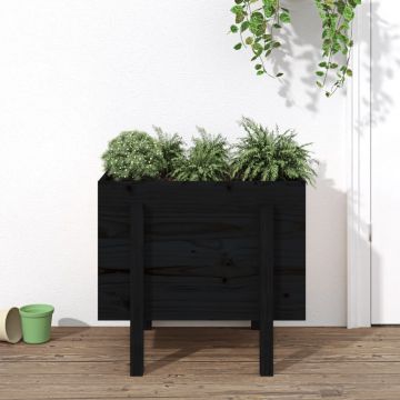 vidaXL Jardinieră de grădină, negru, 62x50x57 cm, lemn masiv pin