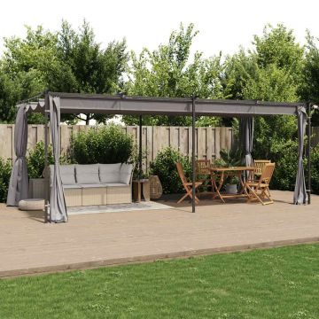 vidaXL Pavilion cu draperii, antracit, 3 x 6 m, oțel