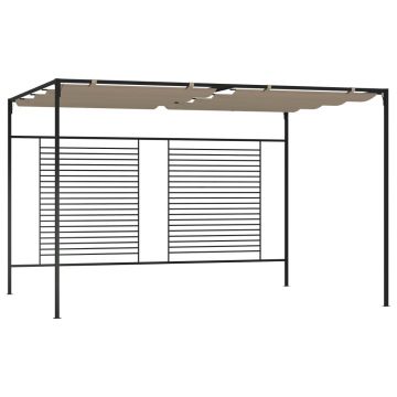 vidaXL Pavilion grădină, acoperiș retractabil gri taupe 3x4x2,3 m 180 g/m²