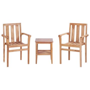 vidaXL Set mobilier de bistro, 3 piese, lemn masiv de tec