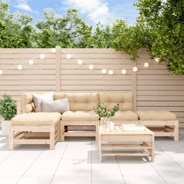 vidaXL Set mobilier de grădină cu perne, 6 piese, lemn masiv