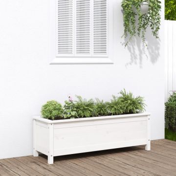 vidaXL Strat înălțat de grădină, alb, 119,5x40x39 cm, lemn masiv pin