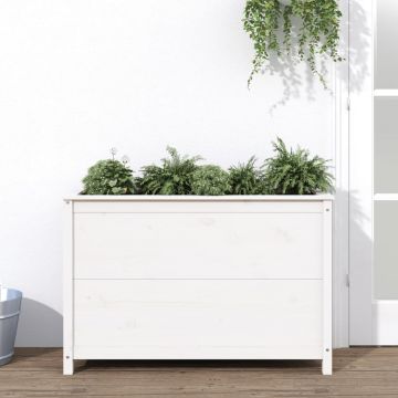 vidaXL Strat înălțat de grădină, alb, 119,5x40x78 cm, lemn masiv pin