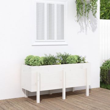 vidaXL Strat înălțat de grădină, alb, 121x50x57 cm, lemn masiv de pin