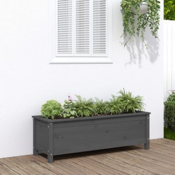 vidaXL Strat înălțat de grădină, gri, 119,5x40x39 cm, lemn masiv pin