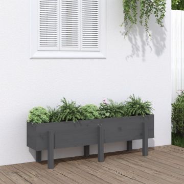 vidaXL Strat înălțat de grădină, gri, 121x30x38 cm, lemn masiv de pin