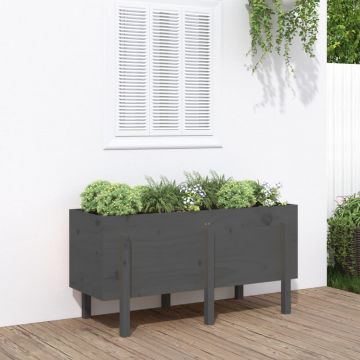 vidaXL Strat înălțat de grădină, gri, 121x50x57 cm, lemn masiv de pin