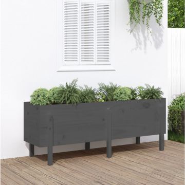 vidaXL Strat înălțat de grădină, gri, 160x50x57 cm, lemn masiv de pin