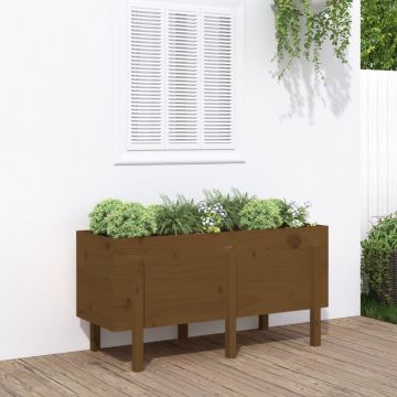vidaXL Strat înălțat de grădină maro miere 121x50x57 cm lemn masiv pin