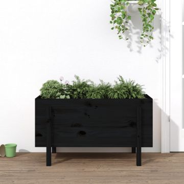 vidaXL Strat înălțat de grădină, negru, 101x50x57 cm, lemn masiv pin
