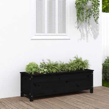 vidaXL Strat înălțat de grădină, negru, 119,5x40x39 cm, lemn masiv pin