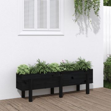 vidaXL Strat înălțat de grădină, negru, 121x30x38 cm, lemn masiv pin