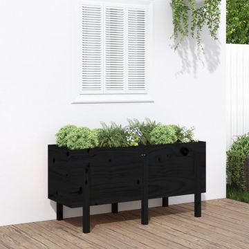 vidaXL Strat înălțat de grădină, negru, 121x50x57 cm, lemn masiv pin
