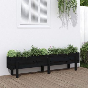 vidaXL Strat înălțat de grădină, negru, 160x30x38 cm, lemn masiv pin
