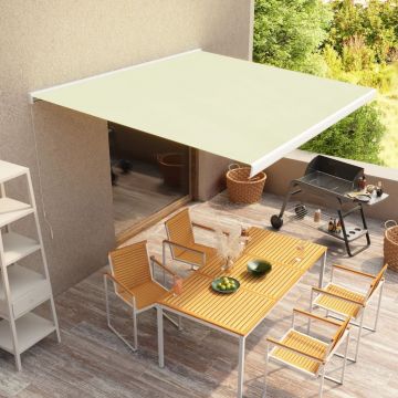 vidaXL Copertină manuală tip casetă, crem, 350 x 250 cm