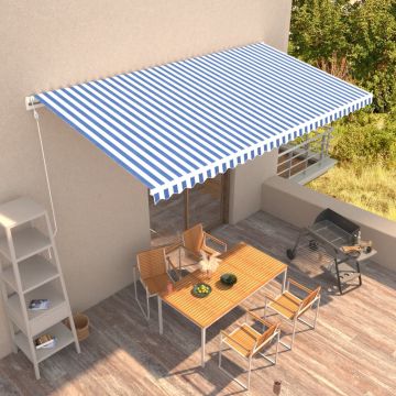 vidaXL Copertină retractabilă automată, albastru și alb, 600 x 300 cm