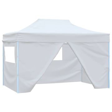 vidaXL Cort de petrecere pliabil cu 4 pereți, alb, 280x410x315 cm, oțel