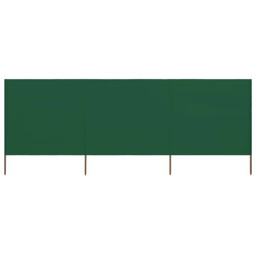 vidaXL Paravan anti-vânt cu 3 panouri, verde, 400 x 80 cm, textil