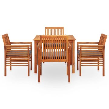 vidaXL Set mobilier de exterior cu perne 5 piese, lemn masiv de acacia