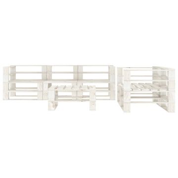vidaXL Set mobilier de grădină din paleți, 6 piese, alb, lemn