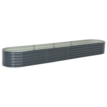 vidaXL Strat înălțat de grădină, gri, 400x80x44 cm, oțel galvanizat