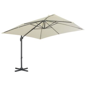 vidaXL Umbrelă suspendată cu stâlp din aluminiu, nisipiu, 300x300 cm