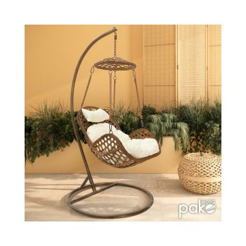 Leagan de gradina suspendat Pakoworld Margie metal maro 100x100x195cm