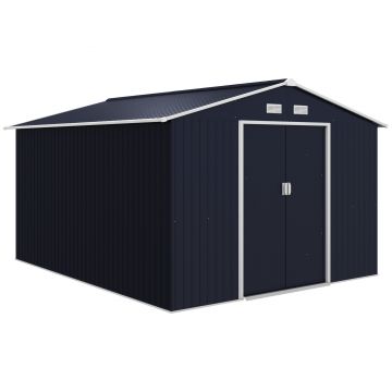 Magazie de Depozitare de 277x322x192cm din Metal pentru Unelte de Gradina cu Usi Glisante Duble, Gri Inchis Outsunny | Aosom RO