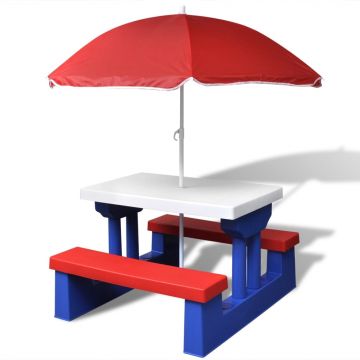 Masa de picnic pentru copii cu banci & umbrela