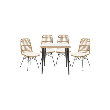 Set de gradina Pakoworld Naoki 5 piese metal negru/poliratan