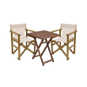 Set de gradina Pakoworld Retto lemn masiv de nuc 3 piese bej