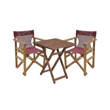 Set de gradina Pakoworld Retto lemn masiv de nuc 3 piese visiniu