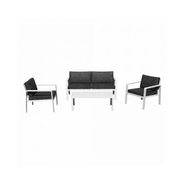 Set de gradina Pakoworld Ritchie 4 piese aluminiu alb/poliester antracit