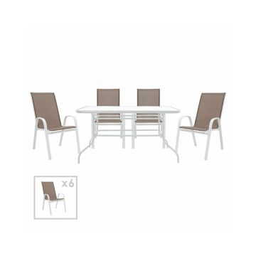 Set de gradina Pakoworld Valor-Calan 7 piese metal alb/maro